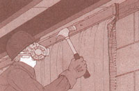 Diagram 4: Unvented crawl space wall, nail batts to sill.